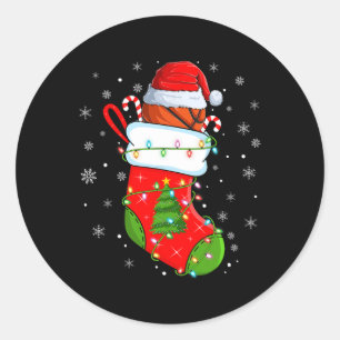 Funny Basketball In Christmas Socks Santa Lights X Classic Round Sticker