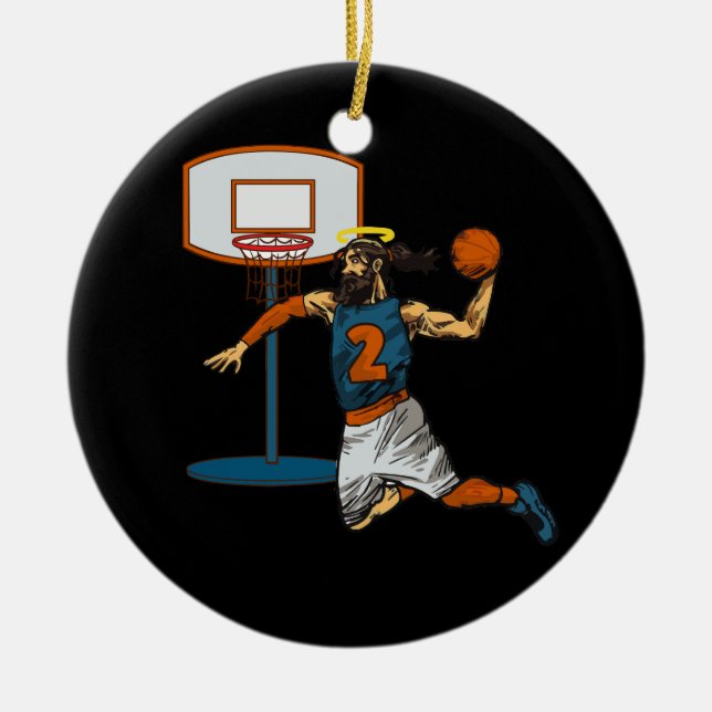 Funny Basketball Jesus Player Christian Humour Sla Ceramic Ornament (Front)