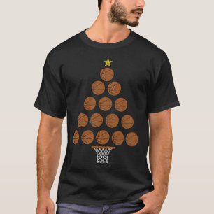 Funny Basketball Lover Christmas Tree Hoops Theme  T-Shirt