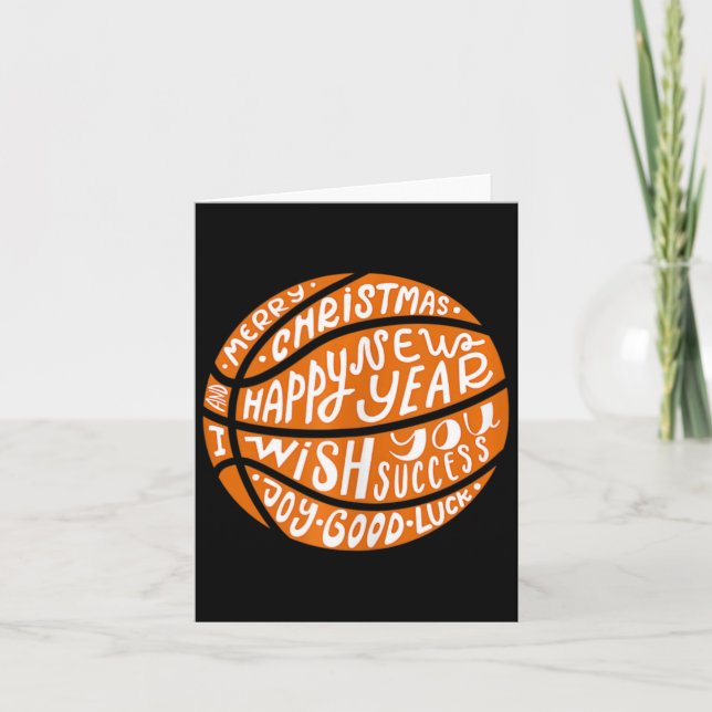 Funny Basketball Merry Christmas Happy New Year Ta Card (Front)