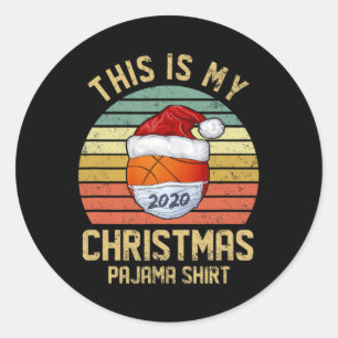 Funny Basketball Merry Christmas Shirt Quarantine Classic Round Sticker