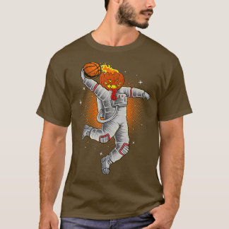 Funny Basketball Player Halloween Astronaut Pumpki T-Shirt