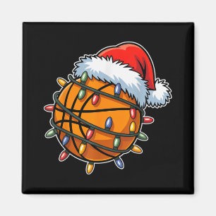 Funny Basketball Players Christmas Lights Santa Ha Magnet