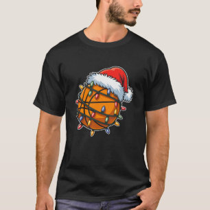 Funny Basketball Players Christmas Lights Santa Ha T-Shirt