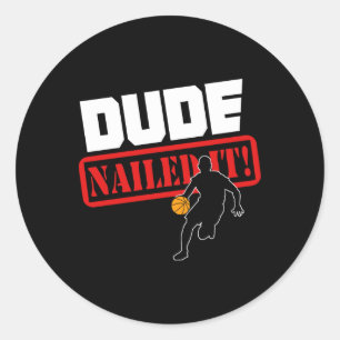 Funny Basketball Players Classic Round Sticker