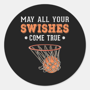 Funny Basketball Puns 3 Point Boys Girls Christmas Classic Round Sticker