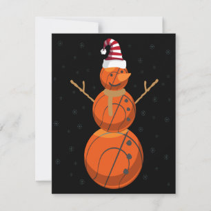 Funny Basketball Snowman Christmas New Year Gift Card