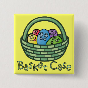 Funny Basketcase Easter 15 Cm Square Badge