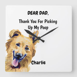 Funny Basque Shepherd Dad Watercolor Canine Art Square Wall Clock