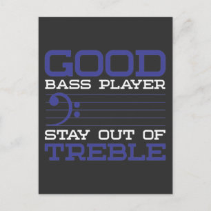 Funny Bass Clef Pun Treble Musician Bassist Postcard