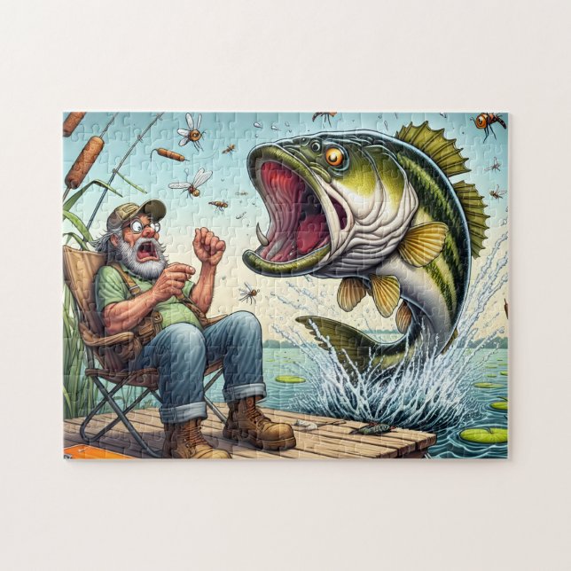 Funny Bass Fishing Jigsaw Puzzle (Horizontal)