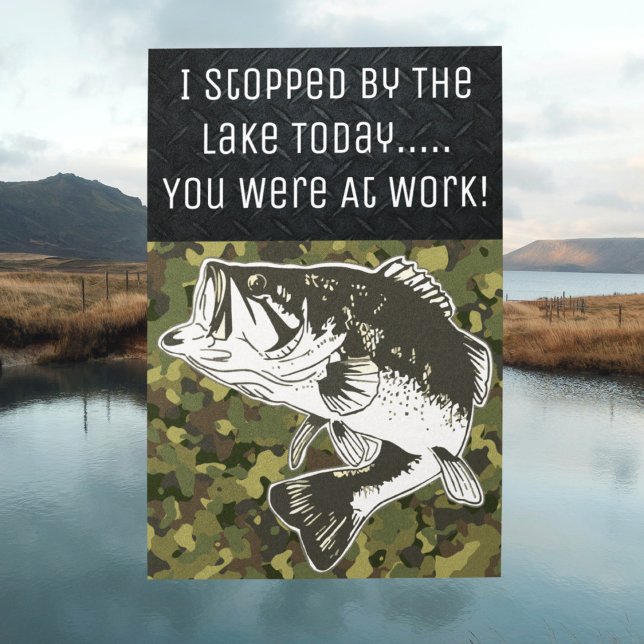 Funny Bass Fishing Lake Angler Birthday Custom Card (Creator Uploaded)