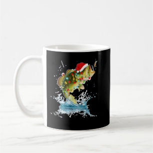 Funny Bass Fishing Santa Hat Christmas Pajama Fish Coffee Mug