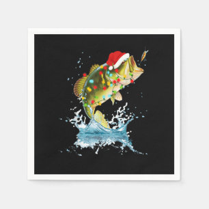 Funny Bass Fishing Santa Hat Christmas Pajama Fish Napkin
