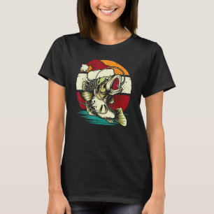 Funny Bass Fishing Santa Hat Christmas Pyjama Fish T-Shirt