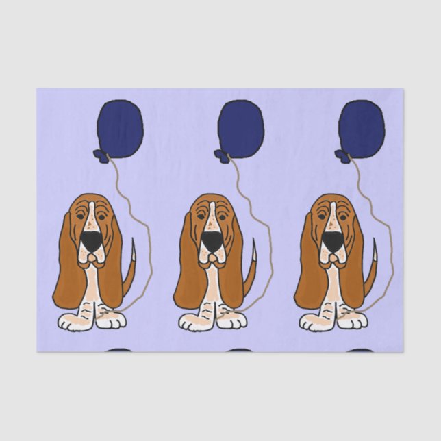 Funny Basset Hound Birthday Tissue Paper (Front)