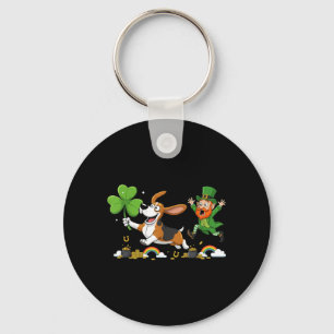 Funny Basset Hound Clover St Patricks Day Womens Key Ring