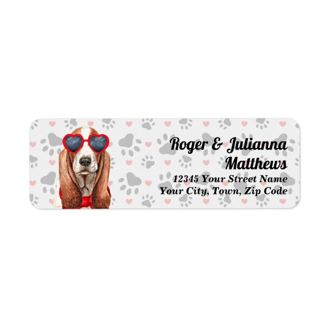 Funny Basset Hound Dog Love Return Address Label (Front)