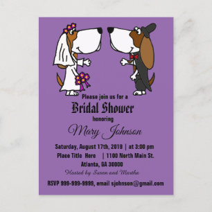 Funny Basset Hound Dog Wedding Invitation Postcard