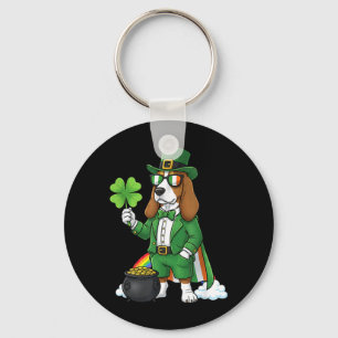 Funny Basset Hound Leprechaun St Patricks Day Key Ring