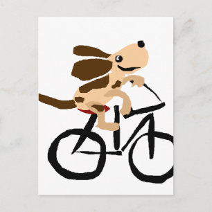 Funny Basset Hound Riding Bicycle Postcard