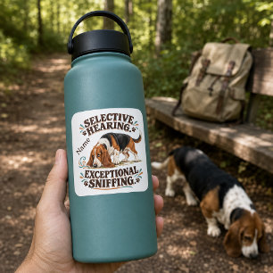 Funny Basset Hound Selective Hearing Square Sticker