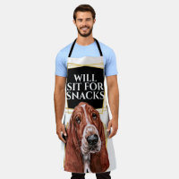 Funny basset hound sit for snacks watercolor art