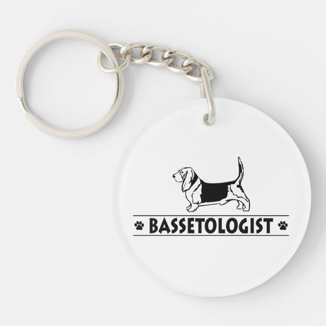 Funny Bassett Hound Dog Key Ring (Front)