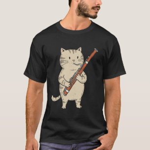 Funny Bassoon Cat Musician Retro Cute Band Orchest T-Shirt