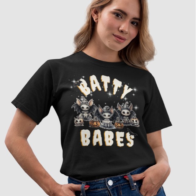 Funny Bat Witch Batty Babes Halloween Matching T-Shirt (Creator Uploaded)