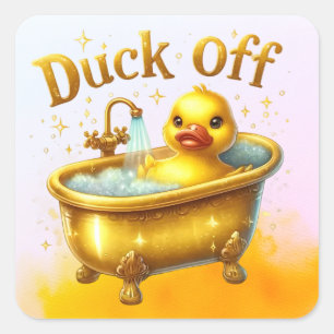 Funny Bath Duck Square Sticker