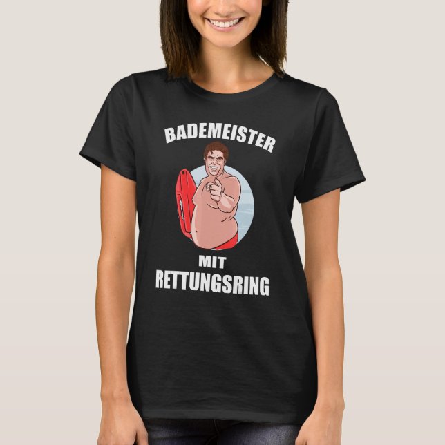 Funny Bath Master With Life Ring I Swimming Pool T-Shirt (Front)