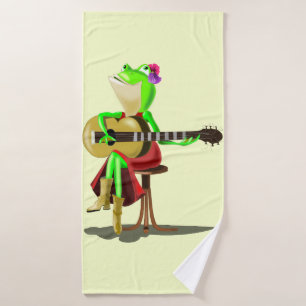 Funny Bath Towel Frog Playing Guitar - Your Colour