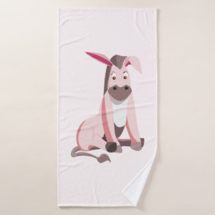 Funny Bath Towel with Pink Donkey - Choose Colour