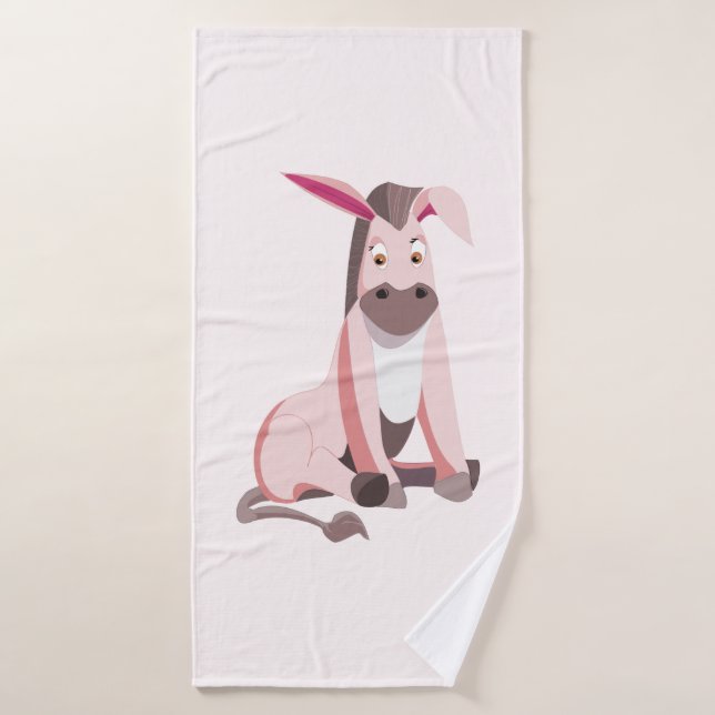 Funny Bath Towel with Pink Donkey - Choose Colour (Bath Towel)