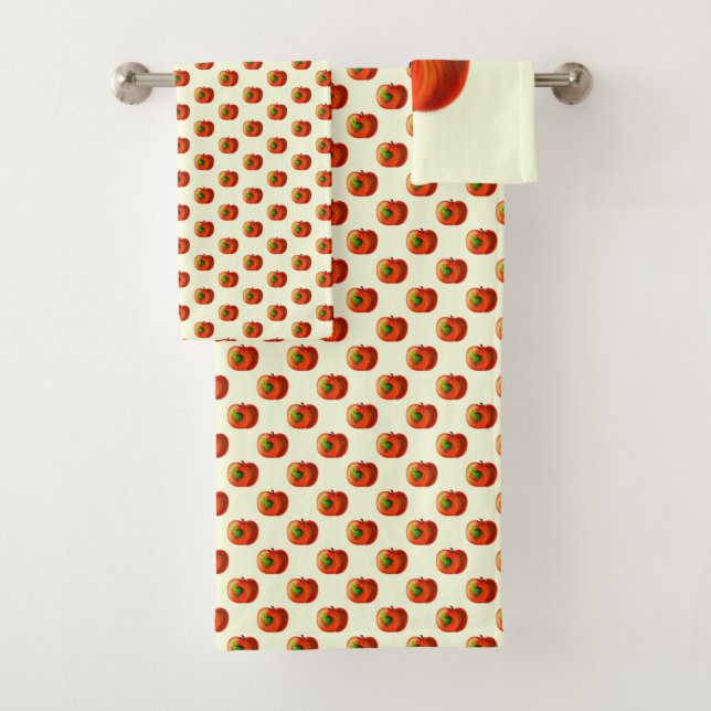 Funny Bath Towels with Happy Worm In Red Apple (Insitu)