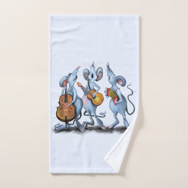 Funny Bath Towels with Musical Mouse Band (Hand Towel)