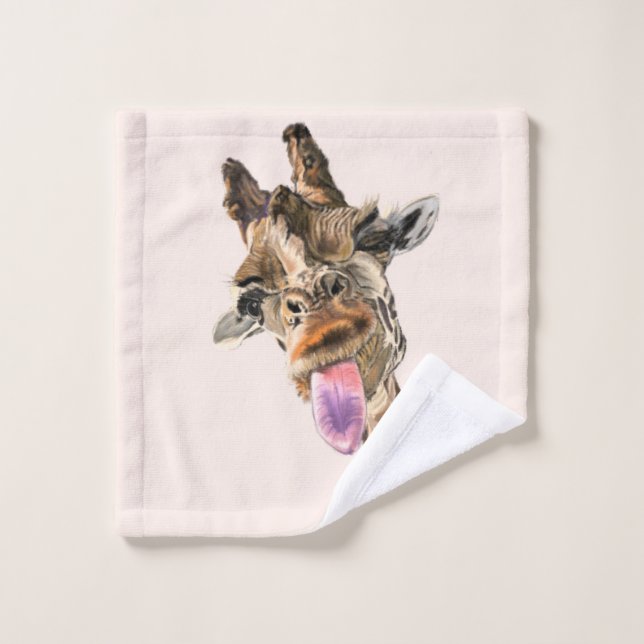 Funny Bath Towels with Playful Giraffe Custom Text (Wash Cloth)