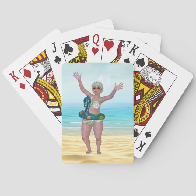 Funny Bathing Beauty Beach Playing Cards (Back)