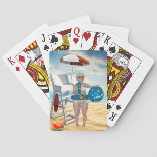 Funny Bathing Beauty Beach Playing Cards