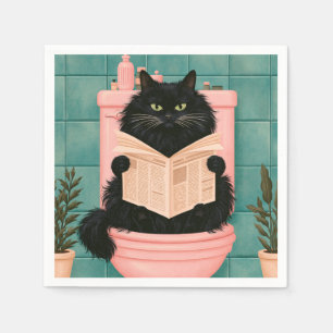 Funny Bathroom Black Cat Napkin