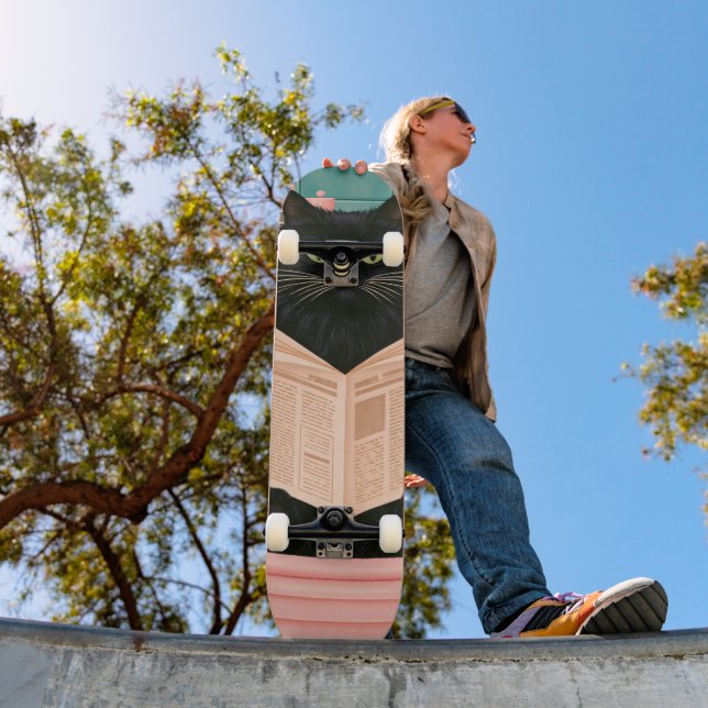 Funny Bathroom Black Cat  Skateboard (Outdoor 1)