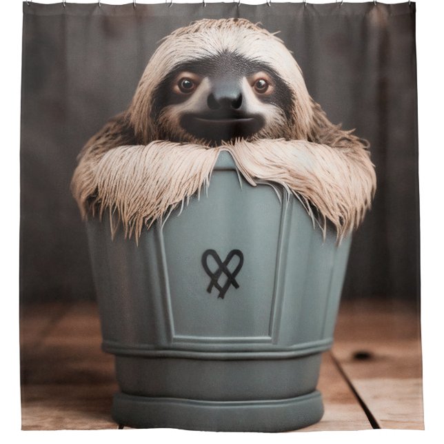 Funny Bathroom Decor Wall Art Sloth Shower Curtain (Front)