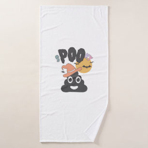 Funny Bathroom Humor Halloween Spooky Poo Design Bath Towel