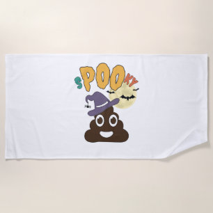 Funny Bathroom Humor Halloween Spooky Poo Design   Beach Towel