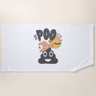 Funny Bathroom Humor Halloween Spooky Poo Design   Beach Towel