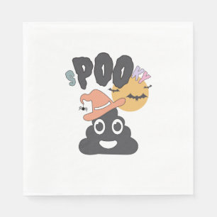 Funny Bathroom Humor Halloween Spooky Poo Design Napkin