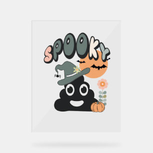Funny Bathroom Humour Cute Retro Halloween Spooky  Acrylic Sign