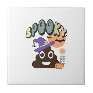 Funny Bathroom Humour Cute Retro Halloween Spooky Ceramic Tile