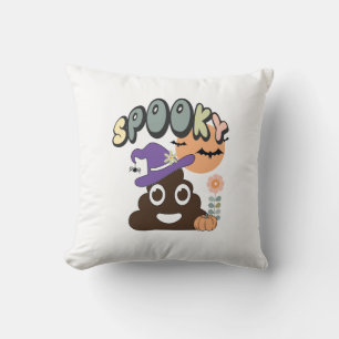 Funny Bathroom Humour Cute Retro Halloween Spooky Cushion